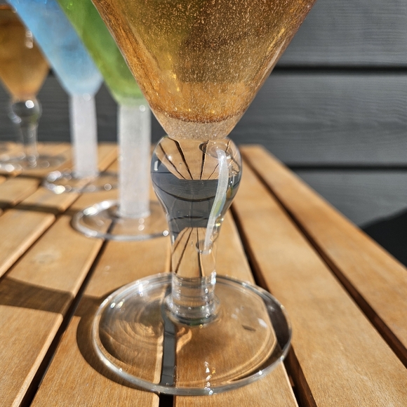 ❌️❌️SOLD❌️❌️Martini Margarita Glasses Set of 5 Amber Blue Green - Picture 3 of 11